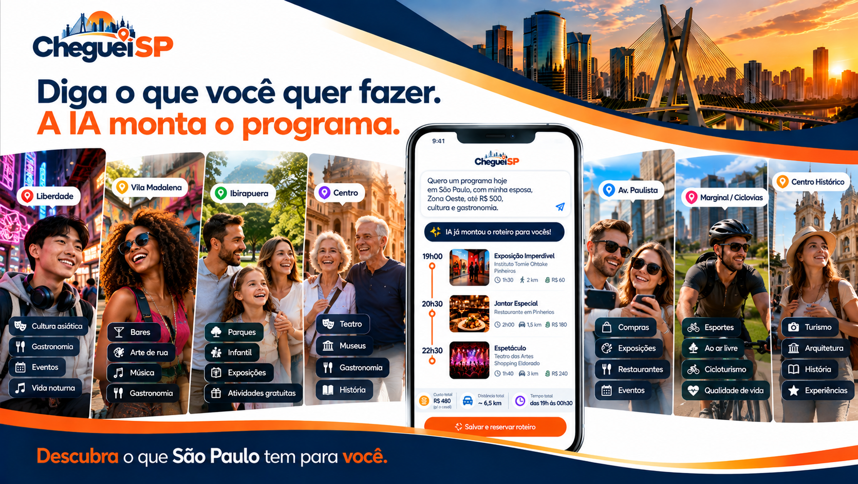 Sugestões de experiências pela cidade